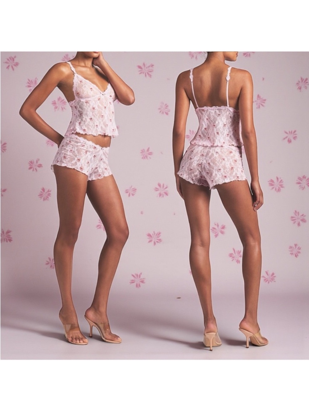 SKIMS stretch lace triangle cami and short set - new condition